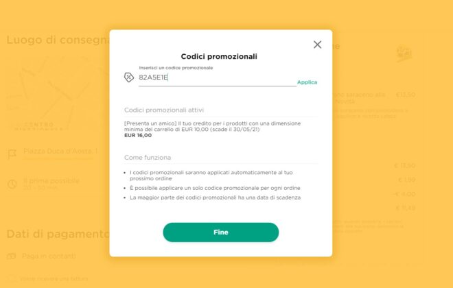 codice promo Glovo
